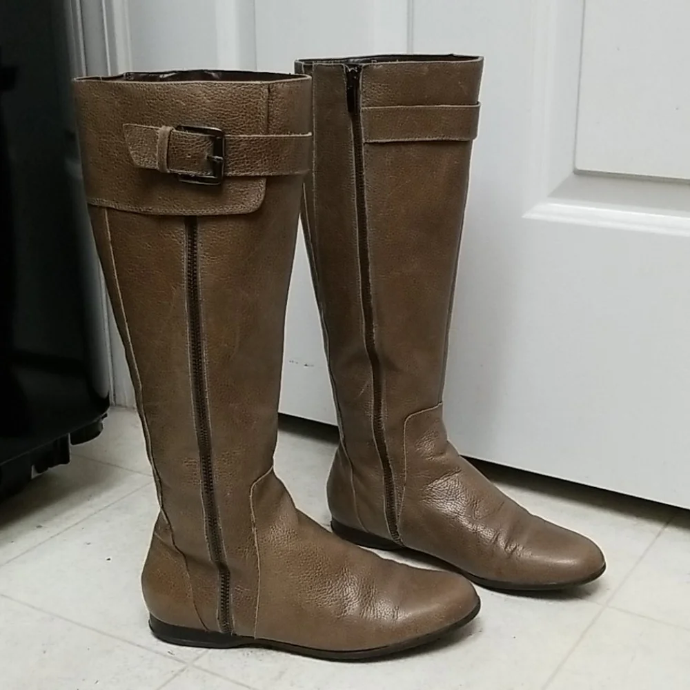 ENZO ANGIOLINI Tall Boots Olive-Gray leather zayra